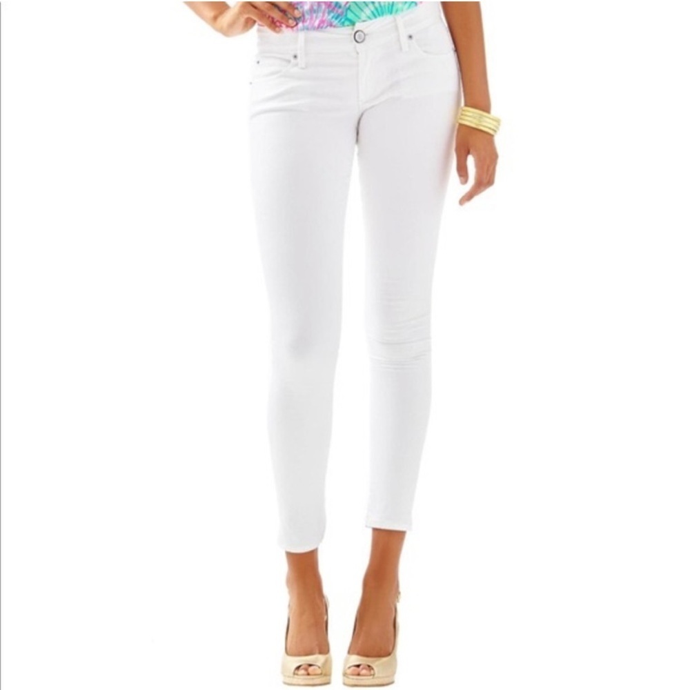 Lilly Pulitzer Worth Skinny Sateen Pants In Resort White NWT Size 6